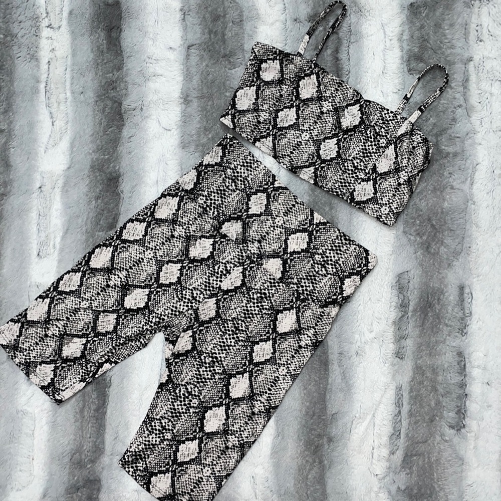 Snake Skin Two Piece Biker Short Set